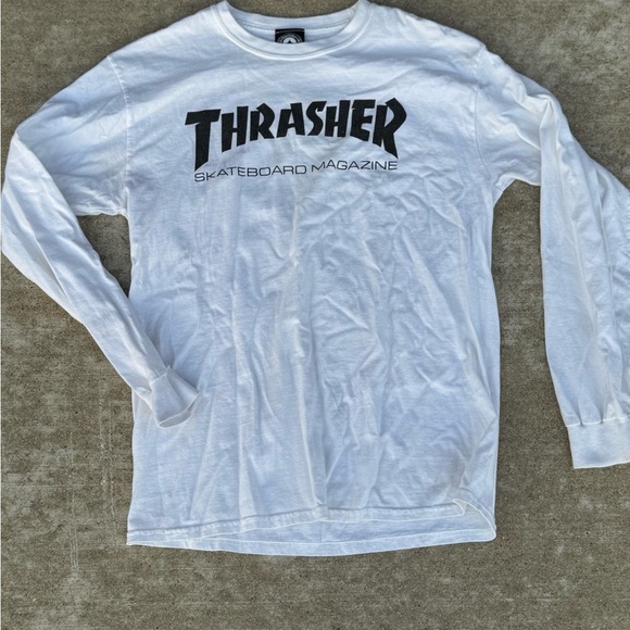 Y2K Thrasher Magazine Skate Long Sleeve Shirt | Men’s M | White Skater Graphic - Picture 2 of 4